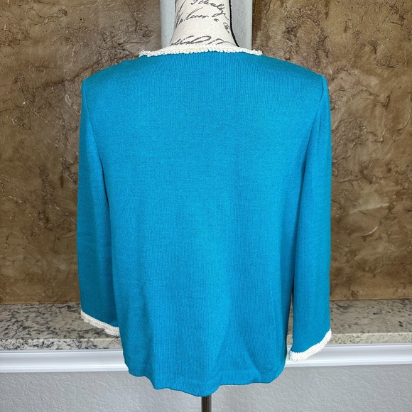 St. John Santana‎ Knit Jacket Women's 8 Wool Rayon Blend Blazer Turquoise - Picture 4 of 11